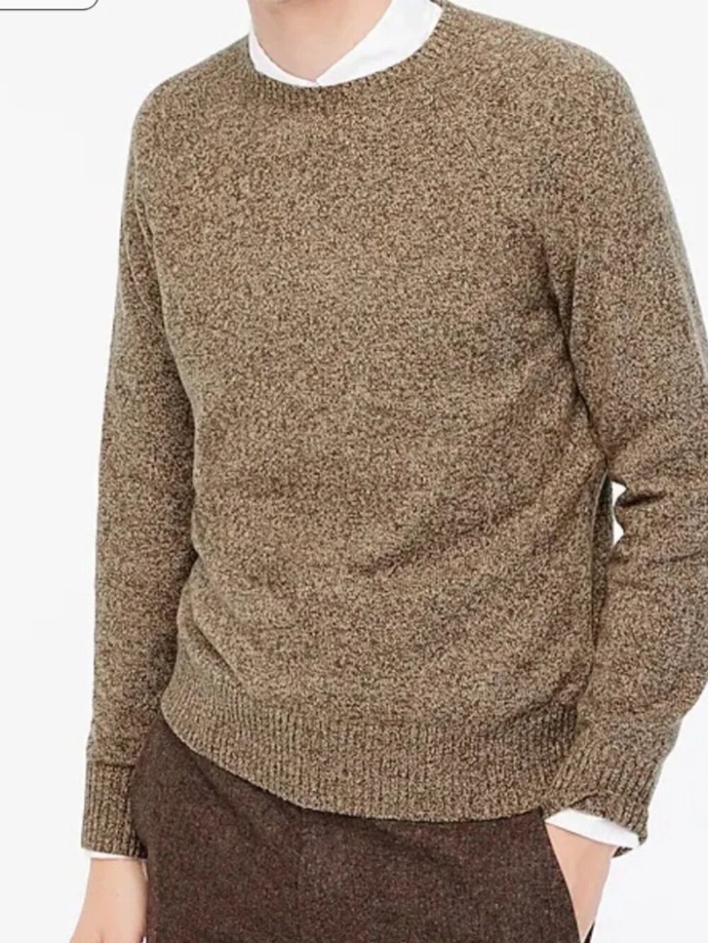 J. CREW Men's Lambswool Blend Pullover Large Crewneck Marled Brown Sweater